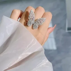 Trendy Shining Butterfly Adjustable Opening Finger Ring